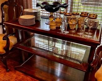 Wood and Glass Serving Table