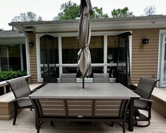 Telescope Casual (Made in USA) Outdoor table and seating.
