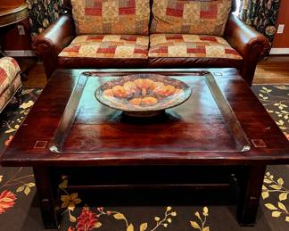 Wesley Hall Reversible Leather two cushion rolled arm sofa