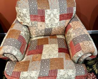 Wesley Hall patchwork rolled arm club chair