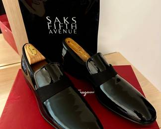 Men's Ferragamo patent leather loafers