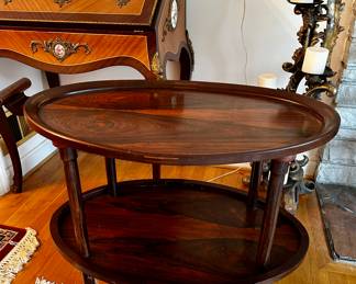 Brazilian wood tray table with wheels