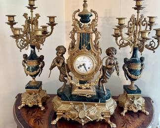 Brevetto Mantle Clock & Candelabra 