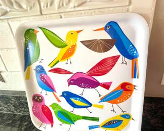 vibrant bird serving tray 