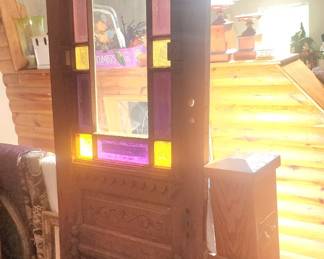 Stained glass wooden door
