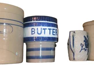 Crock jars including Marshall Pottery Company