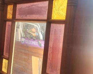 Stained glass wooden door