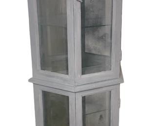 Tall smokey painted curio cabinet