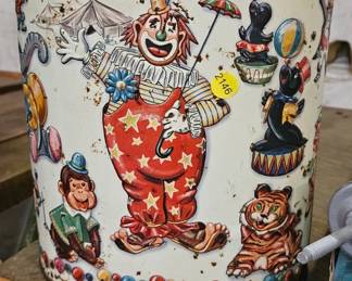 VINTAGE CLOWN TRASH CAN