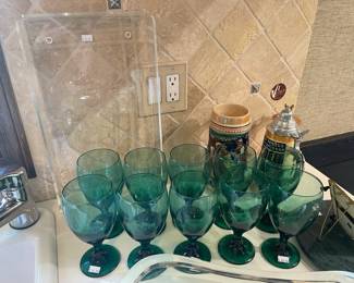 Green wine glasses/goblets