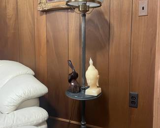 Converted oil floor lamp, Buddha candle head