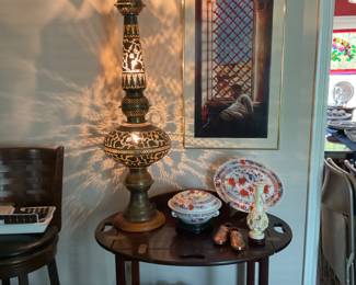 Tall Moroccan style brass lamp