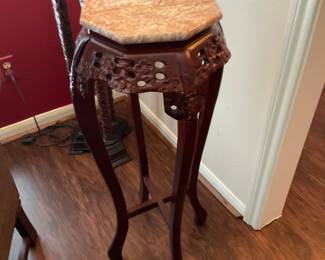 Asian Style Fern Stand w/ Pink Marble Top