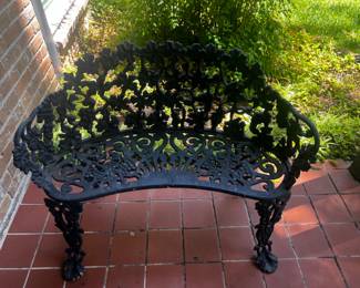 Antique Victorian Cast Iron Grapevine Leaves Bench