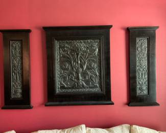 Triptych  - Embossed Metal with Wood Trim Wall Art From Louis Shank