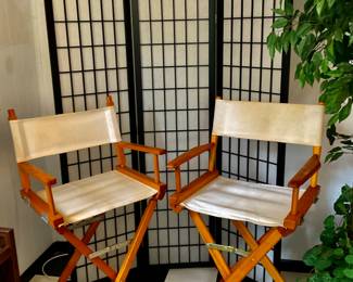 Beige Director chairs and Screen divider