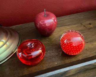 Glass Apple paper weights 