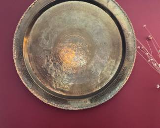 Vintage Hanging Metal Brass Tray MCM