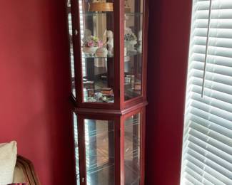 Cherry finish Multi-side curio cabinet with Light
