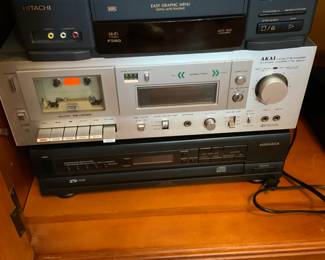 Hitachi VHS player, AKAI Cassette Player,  Magnavox disc player