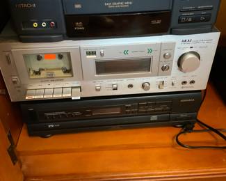 Hitachi VHS player, AKAI Cassette Player, Magnavox disc player