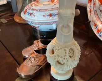 Vintage puzzle ball Vase Faux Ivory