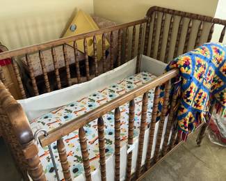 Jenny Lind crib, granny squares Afghan