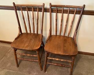 Pair antique faux bamboo chairs