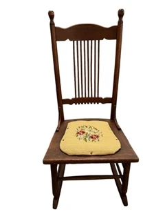 Antique Rocking chair with needlepoint bottom