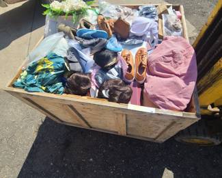 1 Crate of Assorted Clothes, Home Goods & More
