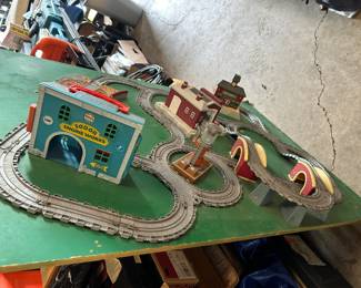 Vintage Toy Train Village and Track