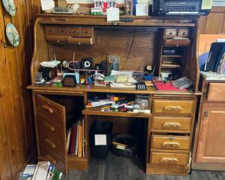 Roll Top Desk, Collectors Plates, Office Supplies and More!