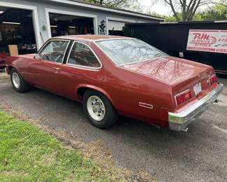 1976 Chevy Nova II V8 2 Dr. RWD   with only  6,035 mi. on speedometer have provenance on this car!  Beautiful Condition runs beautifully!                                                                              VIN # 1X2706W181802  Offers on this beauty begin at $9,500 with minimum increments of $250 or more. Bidding begins now and ends at 11am. on Saturday June 1st. Cars can be seen beginning at 8am on sale date Call me for details. Phone number is on my website.