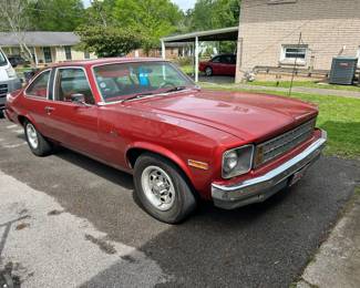 1976 Chevy Nova II V8 2 Dr. RWD   Speedometer says 6,035 mi. have provenance on this car!  Beautiful Condition runs beautifully!                                                                              VIN # 1X2706W181802  Offers on this beauty begin at $9,500 with minimum increments of $250 or more. Bidding begins now and ends at 11am. on Saturday June 1st. Cars can be seen beginning at 8am on sale date Call me for details. Phone number is on my website.