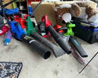 Loads of yard tools: Blowers are pictured here