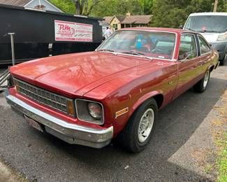 1976 Chevy Nova II V8 2 Dr. RWD   with only  6,035 mi on speedometer. have complete provenance on this car!  Beautiful Condition runs beautifully!                                                                              VIN # 1X2706W181802  Offers on this beauty begin at $9,500 with minimum increments of $250 or more. Bidding begins now and ends at 11am. on Saturday June 1st. Cars can be seen beginning at 8am on sale date Call me for details. Phone number is on my website.