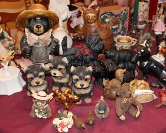 Assorted figurines - TONS of dogs, rabbits, teddy bears, birds, and other random animals. 