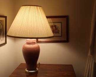 Large pink table lamp - we have two and can sell as a set or individually. 