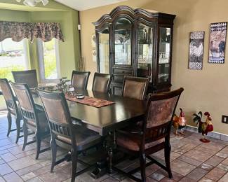 High end dining table for 8 with matching Hutch 