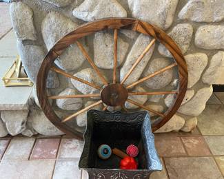 Wagon wheel decor we have a real one outside too 