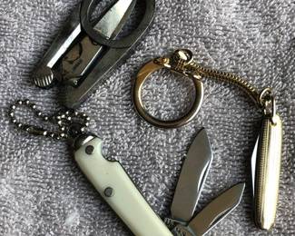 Folding German Scissors and USA Knife Keychains