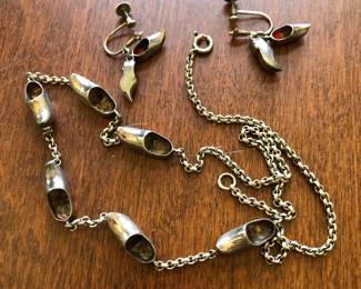 Vintage Sterling Silver Necklace and Earrings 