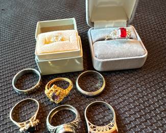 Vintage rings, some gold and sterling