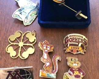 Minnesota Gophers Football Pins Four Hearts Necklace Butterfly Enamel Pin and Bing & Grondahl Pin
