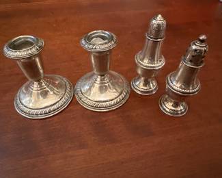Sterling Silver Candlesticks and Salt Pepper Shakers 