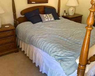 Ethan Allen Queen Bed With Matching Bedside Tables