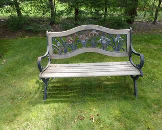 BERKELEY FORGE Cast Iron Wood Slatted Bench
