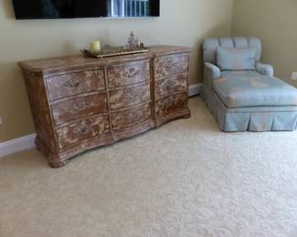 Faux finish dresser, chaise