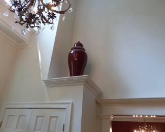 Pair of tall covered vases