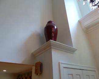 Pair of tall covered vases